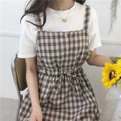 Kawaii Plaid Fashion Pinafore Summer Dress Long Women Dress, Women Dress Casual, Vestidos Retro, Summer Spaghetti, Soft Girl Outfits, Boho Beach Dress, Harajuku Outfits, Gothic Clothes, Kawaii Dress