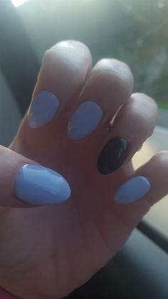 Light Blue Stiletto Nails, Light Blue And Black Nails, Black Light Nails, Blue And Black Nails, Nails With Gel Polish, Blue Stiletto Nails, Nails With Gel, Light Nails