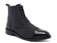 Anthony Veer-Monroe Cap Toe Boot The Monroe cap toe boot from Anthony Veer rocks a versatile design that will upgrade your whole cool weather wardrobe. A mixed material design, recraftable sole, and Goodyear Welt construction ensures lasting wear! Casual Winter Cap Toe Boots, Casual Cap Toe Lace-up Boots For Fall, Casual Fitted Boots With Rubber Heel Cap, Casual Wool Boots With Round Toe, High-top Winter Boots With Rubber Toe Cap, High-top Boots With Rubber Toe Cap For Winter, Casual Cap Toe Boots For Fall, Casual Cap Toe Outdoor Boots, Winter Lace-up Boots With Rubber Toe Cap