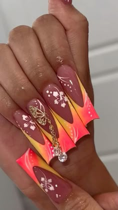 Puerto Rico Nails, Jamaica Nails, Acrylics Nails, Jamaica Vacation, Pink Ombre Nails, Airbrush Nails, Long Nail Designs