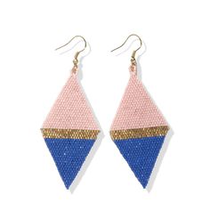 Frida Color Block Triangle Beaded Earrings Blush Earrings Triangle Beaded Earrings, Bold Blush, Neutral Earrings, Diy Jewlery, Shimmer Shine, Older Sister, Lapis Blue, Blush And Gold, Teal And Gold