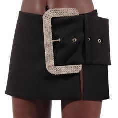 Brand New Never Worn Crystal Buckle Mini Skirt From Area. It Is Currently Sold Out On Their Website And It Is A Rare Find. Can Show Proof Of Tags And Receipt. Area Bow Skirt, Micro Mini Skirt 2022, Mini Skirt Rhinestone Belt, Luxury Designer Fitted Mini Skirt, Desi Fashion Casual, Dress Stretch, Track Pant, Skirt Belt, Trendy Shorts