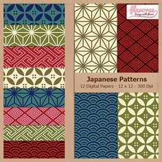 japanese patterns in different colors and sizes