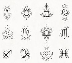 the zodiac symbols are drawn in black ink