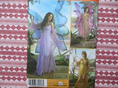 the front and back cover of a sewing pattern for a fairy costume