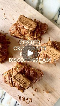 Sabrina Stavenjord on Instagram: "The last of my Costco sized jar of Biscoff 😫 Do I need to get another?  4 store-bought croissants 3/4 cup mascarpone cheese 1 cup heavy cream 1/3 cup icing sugar 1 tsp vanilla 1/2 cup Biscoff spread, plus more for garnish 7 Biscoff cookies, for garnish  Bake stale croissants at 300F for 8-10 minutes. Bake frozen croissants 325F for 10 minutes. Let cool completely before filling.  easy dessert recipes baking ideas Biscoff treats bake with me" Costco Croissants Ideas, Biscoff Croissant, Biscoff Treats, Frozen Croissants, Costco Desserts, Cheesecake Cream Cheese, Cheesecake Cream, Butter Croissant