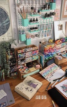 an art studio with lots of crafting supplies