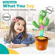 Dancing Talking Cactus Toy For Kids is truly adorable. Your child will definitely fall in love with it and will never get bored of its company. A baby talking cactus toy can not only sing and dance, but also record mimic and repeat what you say, and the voice is processed, the talking cactus will repeat what you say in a very interesting tone, not your original voice. This makes cactus toys very fun and brings laughter to the kids, family, and friends. Features: Material: Plush Dimensions: 7.6 x Baby Talking, Talking Cactus, Cactus Toy, Dancing Cactus, Sing And Dance, Smart Toys, Dance Sing, Baby Talk, Toy For Kids