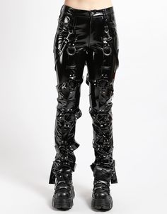 TRIPP NYC - THE HARNESS PANT PVC Villain Inspiration, Visual Kei Outfits, Strap Pants, Black Pvc, Metal Fashion, Tripp Nyc, Belted Pants, Punk Outfits, D Rings