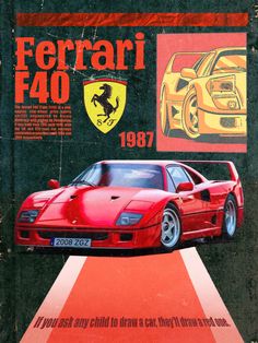 the front cover of a book with an image of a ferrari