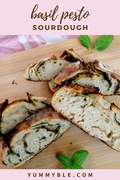 basil pesto sourdough on a cutting board