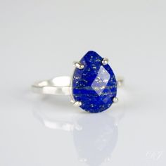 DANIQUE JEWELRY | Natural Lapis Lazuli teardrop prong set ring - September Birthstone #lapis #lapislazuli #ring #gemstone #natural September Birthstone Ring, Unique Bridal Jewelry, Drop Ring, September Birthstone Rings, June Birthstone Ring, Lapis Lazuli Jewelry, Teardrop Ring, Bridal Fashion Jewelry, Lapis Lazuli Ring