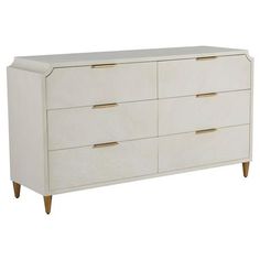 Scarlett French White Wood Starburst Pattern Gold Accent 6 Drawer Double Dresser Living Room Chest, Round Wood Side Table, Transitional Furniture, Linen Chest, 8 Drawer Dresser, Starburst Pattern, Parisian Apartment, Furnishings Design, Aluminum Table