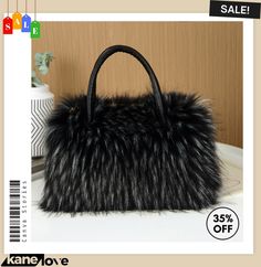 Autumn and Winter Women Fashion Pure Is Imitation Raccoon Fur Fur Plush Square Handbag Elegant Faux Fur Winter Bag, Winter Evening Bag In Faux Fur, Elegant Faux Fur Bags For Winter, Winter Evening Bags In Faux Fur, Winter Evening Bags With Faux Fur, Winter Evening Rectangular Shoulder Bag, Rectangular Shoulder Bag For Winter Evenings, Winter Fluffy Rectangular Shoulder Bag, Fluffy Rectangular Shoulder Bag For Winter