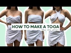 How to make a TOGA PARTY set! - 3 tops and wrap skirt tutorial! | ItsRebeccaMarie - YouTube Cute Toga Party Outfit, Make A Wrap Skirt, How To Make A Wrap Skirt