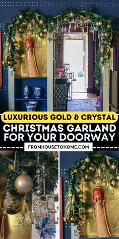 Luxurious gold & crystal Christmas garland for your doorway