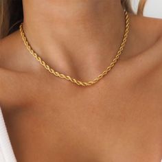 Featuring a delicate twisted rope design, this waterproof 18k gold plated necklace offers a sophisticated yet understated look, perfect for everyday wear. 🌟Stainless steel  💛18K PVD gold plated 💦 Fully waterproof 🌟Hypoallergenic 🌟Tarnish free 💖Designed for 24/7 wear ✨Nickel and Lead free 🧡🌟 All jewellery comes inside a velvet drawstring pouch 🌟🧡 Necklace length: 42cm + 5cm extender Rope Chain Necklace Gold, Pouch Necklace, Chain Necklace Gold, Rope Chain Necklace, Rope Design, Wedding Jewellery Necklace, Rope Necklace, Drawstring Pouch, Gold Plated Necklace