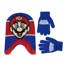 PRICES MAY VARY. HIGH-QUALITY MATERIAL: Soft and comfortable fleece Materials, naturally Warm. These kids' Beanie Hats and Gloves / Mittens are all double-layered with soft and fuzzy Sherpa lining for comfort and extra warmth. Outside: 100% Acrylic. Lining: Soft Sherpa Lining. ADORABLE - DESIGN: Matching Super Mario pattern Winter Hat and Kids Glove / Mitten set with thick earflaps, and features Super Mario character patch embroidered on the front. Matching Black Toddler Gloves / Mittens with a Kids Winter Hat, Boys Winter Hats, Toddler Gloves, Toddler Mittens, Kids Winter Hats, Snow Gloves, Kid Gloves, Gloves Design, Kids Beanies