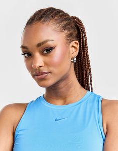 Grab a go-to gym layer with this women's Training One Cropped Tank Top from Nike. In a University Blue colourway, this JD-exclusive vest is made from silky-smooth polyester, with added stretch keeping you distraction-free when working out. Packed with sweat-wicking Dri-FIT tech for cool comfort, it features a crew neckline and a curved, slightly cropped hem. Finished off with the signature Swoosh logo to the chest. Machine washable. | Our model is 5'7" and wears a size small. Nike React Vision, 270 Nike, Chest Machine, Nike Training, Football Training, Swoosh Logo, University Blue, Blue Nike, Football Boots