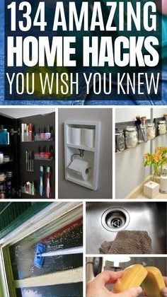 there are many pictures with words about home hacks