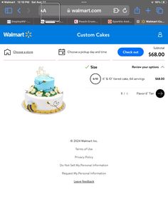 the walmart app is showing an image of a cake