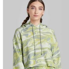 Nwt Wild Fable Crop Hoodie In Swirl Green. I Have Multiple Sizes. 60% Cotton 40% Polyester. I Have Xl And Xs. Pit To Pit On Xl Is 27 Inches, Shoulder To Hem Is 19 Inches. Xl Had A Pull In The Hood String See Photos. Xs Pit To Pit Is 23 Inches Shoulder To Hem Is 17 Inches. Xs Has A Tiny String Pulls See Last Photo Green Casual Hoodie With Drawstring, Casual Green Hoodie With Drawstring, Spring Green Sweatshirt With Drawstring, Spring Green Drawstring Sweatshirt, Green Casual Sweatshirt With Drawstring, Casual Green Sweatshirt With Drawstring, Crop Sweatshirt Hoodie, Grey Cropped Hoodie, Half Shirts