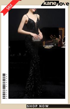 Summer Black Sequins Strap Mermaid Long Evening Dress Long Evening Dress, Summer Black, Dresses Evening, Evening Dresses Long, Dress Size Chart, Black Sequins, Evening Dress, Evening Dresses, Mermaid