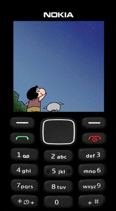 an old nokia cell phone with a cartoon character on the front and bottom panel,