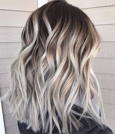 Silver and Blonde Balayage Highlights Cool Ash Blonde, Ombre Hairstyles, Balayage Lob, Blonde Balayage Highlights, Ash Blonde Balayage, Balayage Blonde, Ash Blonde Hair