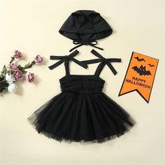 Includes: Hat & Dress Material: Polyester Gender: Girls Pattern: Solid Sleeve Length: Sleeveless Summary: Toddler Kids Black Shoulder Tie Tutu Dress with Bat Hat 2 Piece Halloween Costume Playful Black Summer Dress, Playful Black Dress For Costume Party, Black Halloween Beach Dresses, Party For Cat, Bat Hat, Headband Summer, Bat Costume, Mommy And Me Dresses