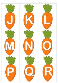 the letter k is for carrots and it's cut out into smaller letters