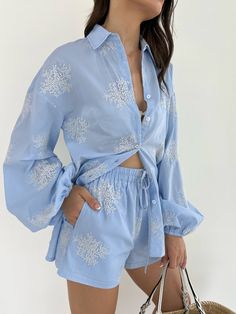 DETAILS
Composition: 10% Polyester, 90% Tencel
Design: Plain, Embroidery
Style: Casual
Thickness: Regular
Material: Rayon
Occasion: Leisure, Vacation Plant Embroidery, Fashion Vocabulary, Embroidery Works, Casual Sets, Women Set, Shorts Set, Fashion Sewing, Fashion Set, Short Sets