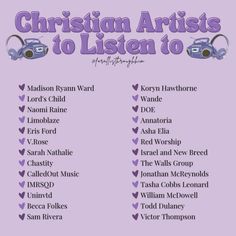 the list for christian artists to listen to