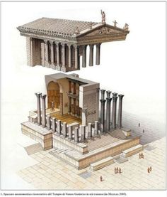 an architectural drawing of a roman temple