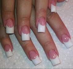 Pink White Acrylic Nails, Nails French Square, Solar Nails, Curved Nails, White Acrylic Nails, French Acrylic Nails