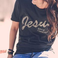 This is a unisex tee with our "Jesus Since Forever" design. Fit: Unisex and runs true to size. *Black with vintage gold design. Size Bust/Chest Inches XS 30-32 Small 34-36 Medium 38-40 Large 42-44 XL Tshirt Ideas, Jesus Shirts, Christian Clothing, Christian Shirts, Gold Design, Modest Fashion, Vintage Gold, Cool T Shirts, Cool Shirts