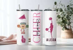 three different types of personalized tumblers on a table