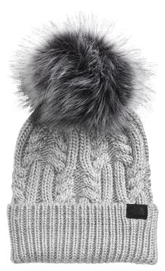 Explore winter wonderlands in comfort with The North Face Oh Mega Fur Pom Beanie for Ladies. A large faux-fur pom on top pairs with the classic cable-knit design for an oh-so-cozy look and feel! Ribbed cuff for a snug fit. This winter hat is the perfect choice to complete your winter outfit! One size fits most. Imported.Manufacturer style #: NF0A7RI8.   Large faux-fur pom  Classic cable-knit design  Ribbed cuff Ribbon Logo, Cozy Hat, Cold Weather Fashion, Touch Screen Gloves, Women's Beanie, Recycled Yarn, Polyester Yarn, Pom Beanie, North Face Mens