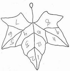 a drawing of a leaf with numbers on it