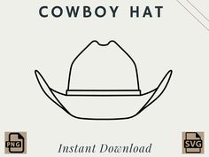 the cowboy hat is shown in black and white, as well as an image of his hat