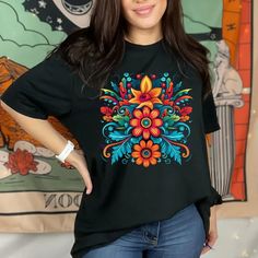 Ojibwe Floral T-shirt, Traditional Native American Flower Shirt, Ojibwe Tshirt, Ojibwe Floral Shirt, Native American Flower Pattern Tee - Etsy Ojibwe Floral, Native American Patterns, Fade Out, Flower Shirt, Photo Look, Floral Shirt, Western Style, Printed Sweatshirts, Flower Pattern