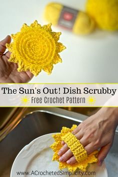 the sun's out dish scrubby is free crochet pattern