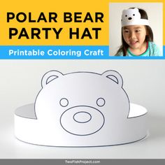 a polar bear party hat is shown with the image of a child's face