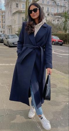 Navy Blue Winter Coat, Long Dress With Coat Outfit Classy, Navy Winter Coat Outfit, Navy Wool Trench Coat, Navy Blue Long Coat Outfit, Navy Coat Outfits For Women, Navy Blue Coat Outfits For Women, Navy Blue Coat Outfit Winter