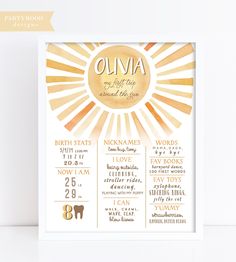 a gold and white poster with the words oliva on it in front of a white background