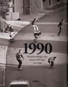 an advertisement for skateboarding is shown in black and white