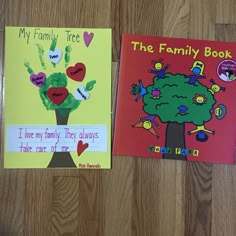 two children's books with handprints on them