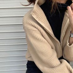 Free Size:Bust: 104cm/ 40.9 in, Length: 58cm/ 22.8 in, Sleeves: 58cm/ 22.8 in Material: Cotton, Polyester 2000s Look, Code Clothes, Fall Outfits Y2k, Cardigan Y2k, Zip Up Cardigan, Artsy Outfit, Cardigan Outfit, Ripped Jeans Men, Cardigan Beige