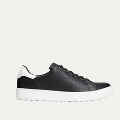 Salvatore Ferragamo "Pierre" Low-Top Sneakers With Smooth Calf Leather Upper Features Gancino-Shaped Perforations At Sides Flat Heel Round Toe Lace-Up Vamp Contrast Logo-Embossed Backstay Panel Rubber Outsole Fabric/Leather/Polyester Lining Made In Italy Classic Sneakers With Perforations And Plain Toe, Classic Plain Toe Sneakers With Perforations, Classic Wingtip Calf Leather Sneakers, Classic Low-top Golf Shoes With Perforated Toe Box, Low-top Calf Leather Custom Sneakers With Perforations, Low-top Custom Sneakers In Calf Leather With Perforations, Classic Black Sneakers With Perforations, Low-top Leather Golf Shoes With Perforations, Custom Calf Leather Sneakers With Perforations