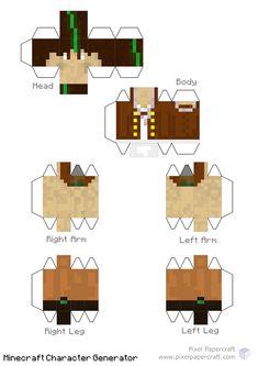 an image of papercrafting instructions to make a character from the video game minecraft